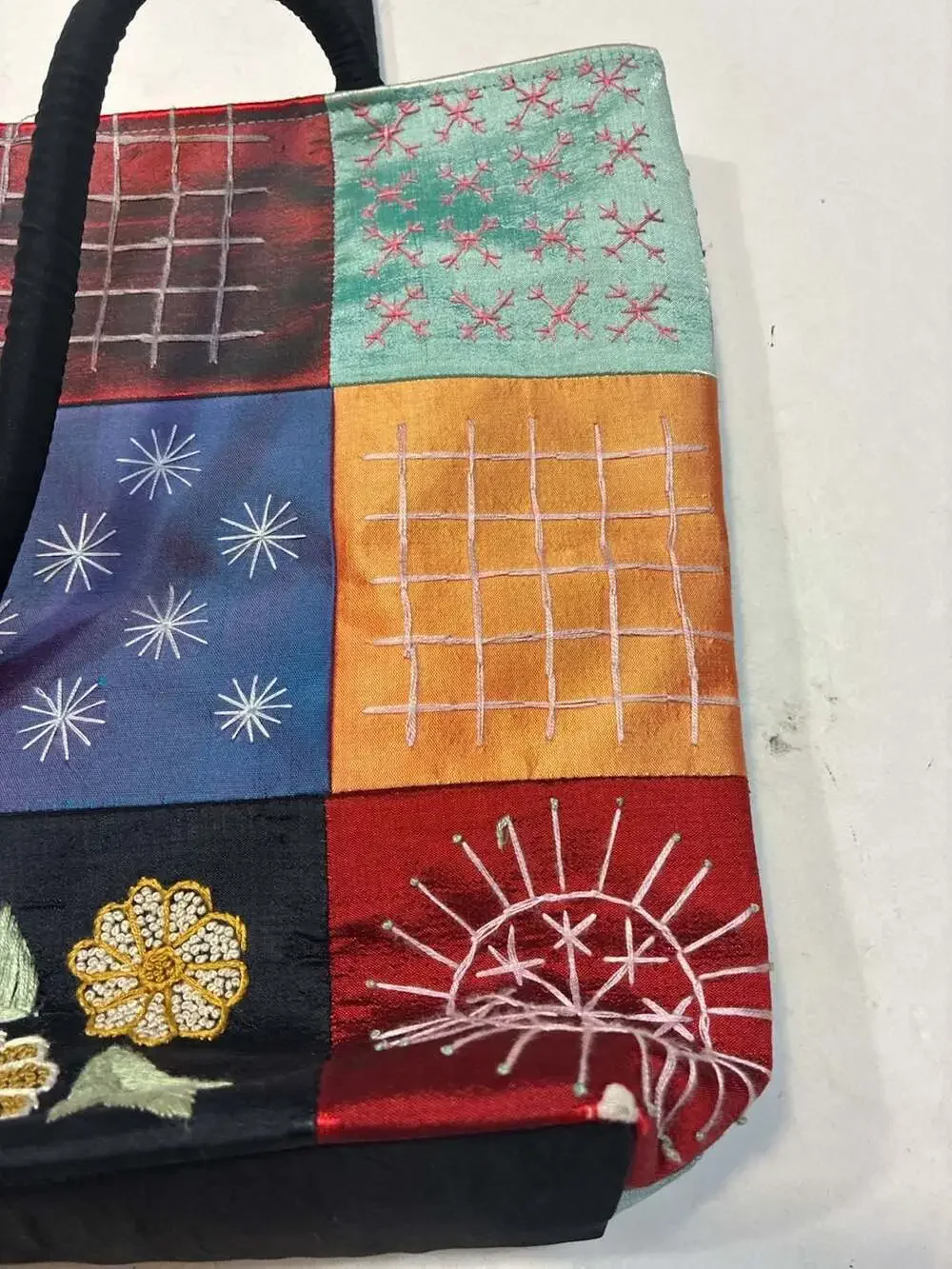 Circa Asia 100% Silk Embroidered Patchwork Tote Bag